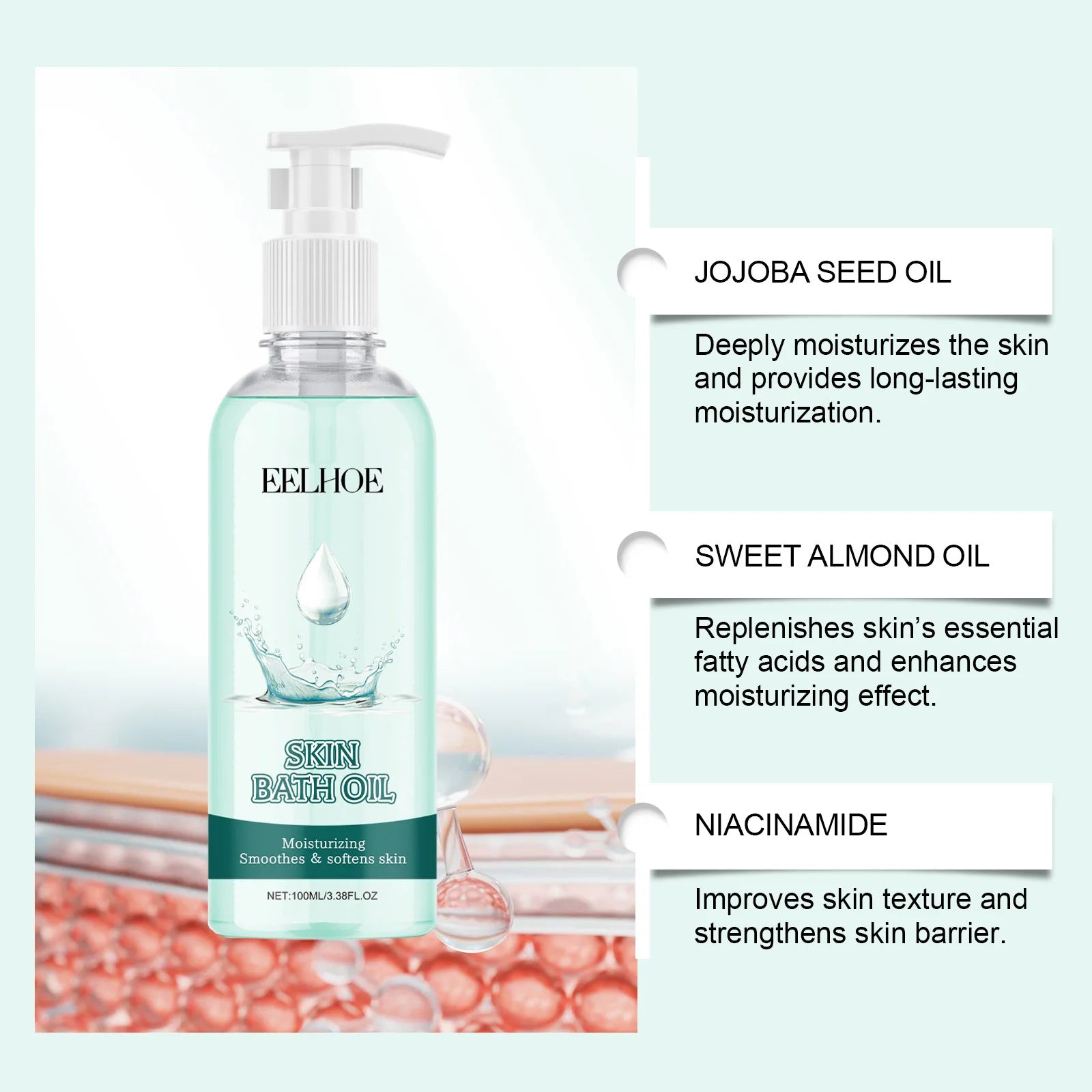 Nicotinamide Bath Oil for Brightening Skin Repair and Moisturization - Smooth Body Cleanser for Dry Skin