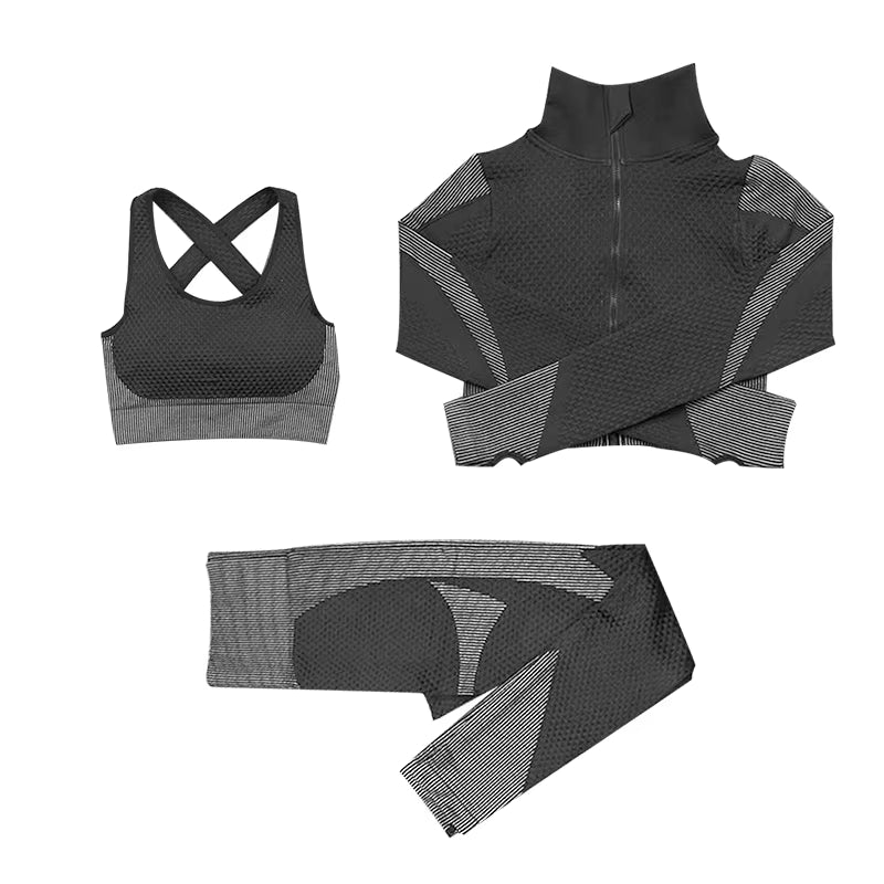 Seamless Yoga Set Women'S Sportswear Fitness Yoga Clothing Female Gym Workout Running Suit Quick Dry Breathable Active Wear