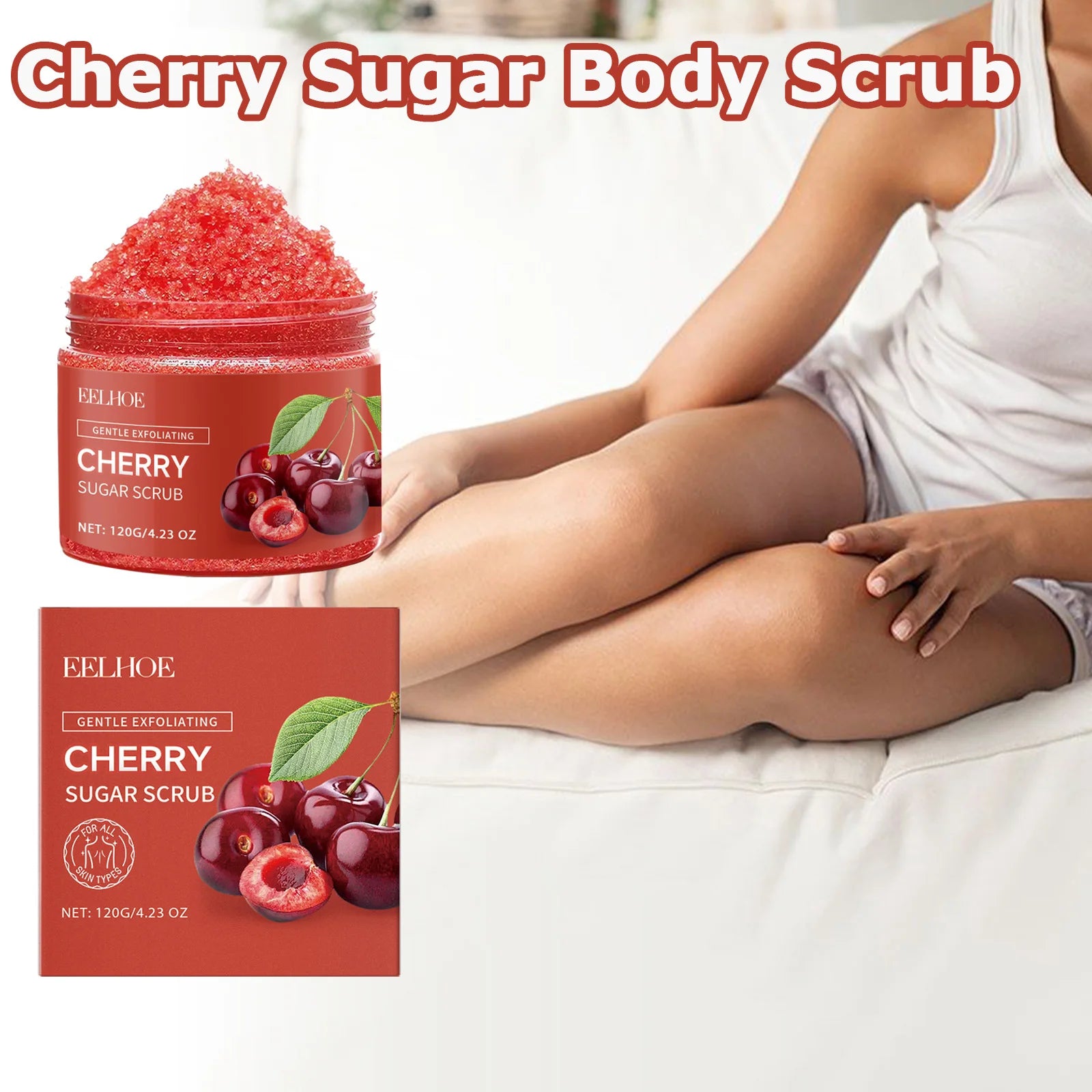 Cherry Sugar Body Scrub Gentle Exfoliating Body Wash Remove Dead Skin Moisturizing Brightening Deep Cleansing Shower Scrub