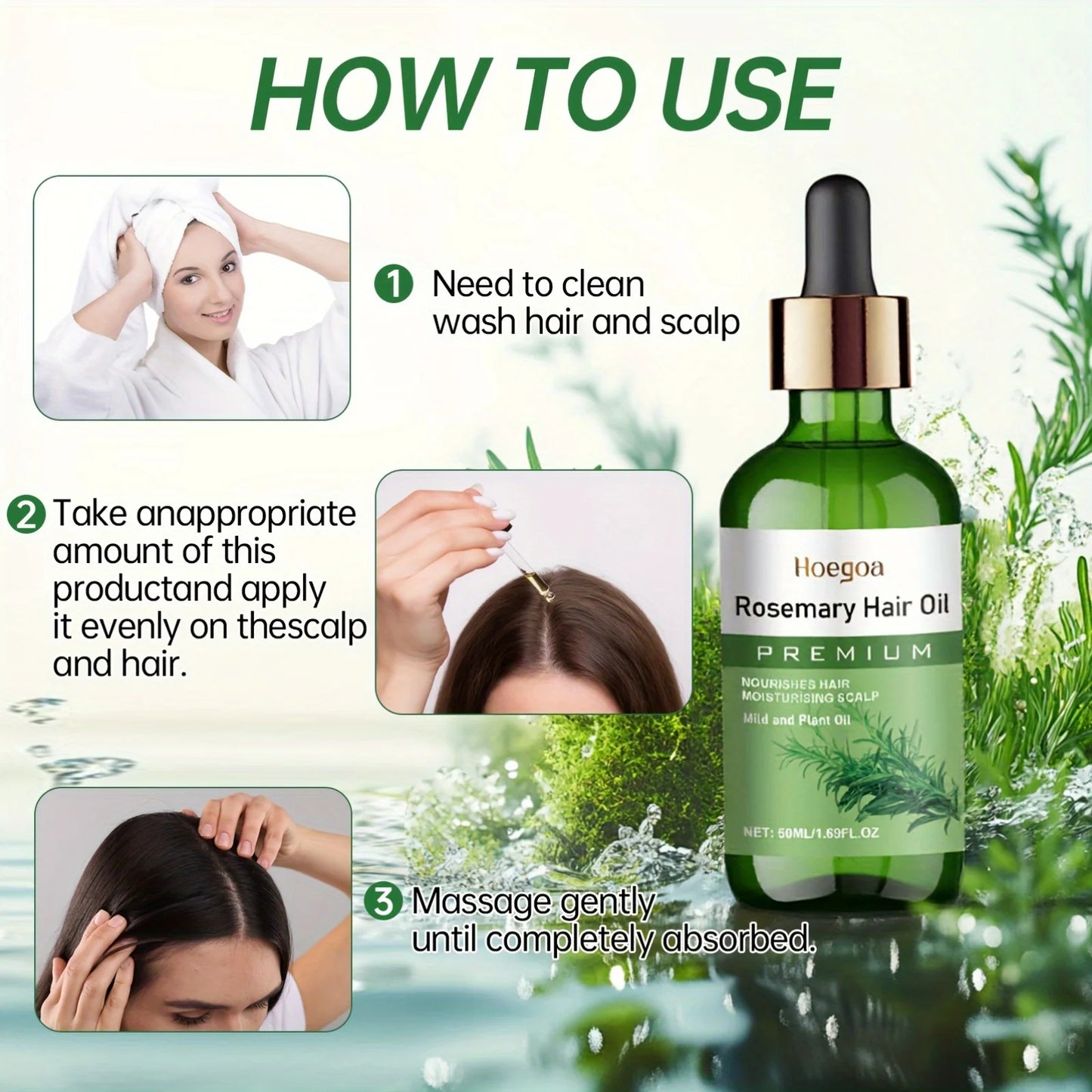 Rosemary Hair Growth Oil with Castor & Batana – Nourishing Scalp Treatment for Thicker, Healthier Hair (50ml)
