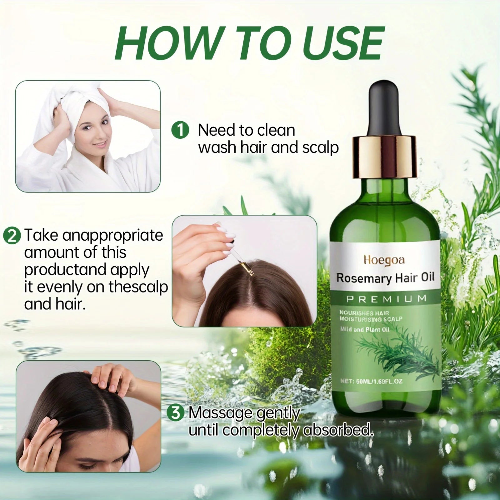 Rosemary Hair Growth Oil with Castor & Batana – Nourishing Scalp Treatment for Thicker, Healthier Hair (50ml)