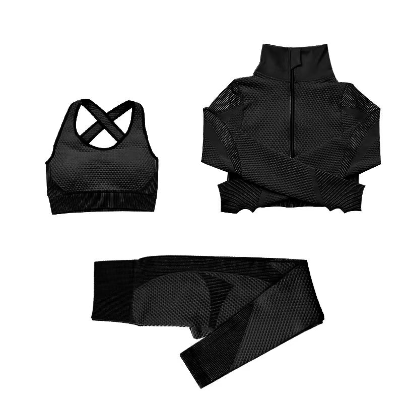 Seamless Yoga Set Women'S Sportswear Fitness Yoga Clothing Female Gym Workout Running Suit Quick Dry Breathable Active Wear