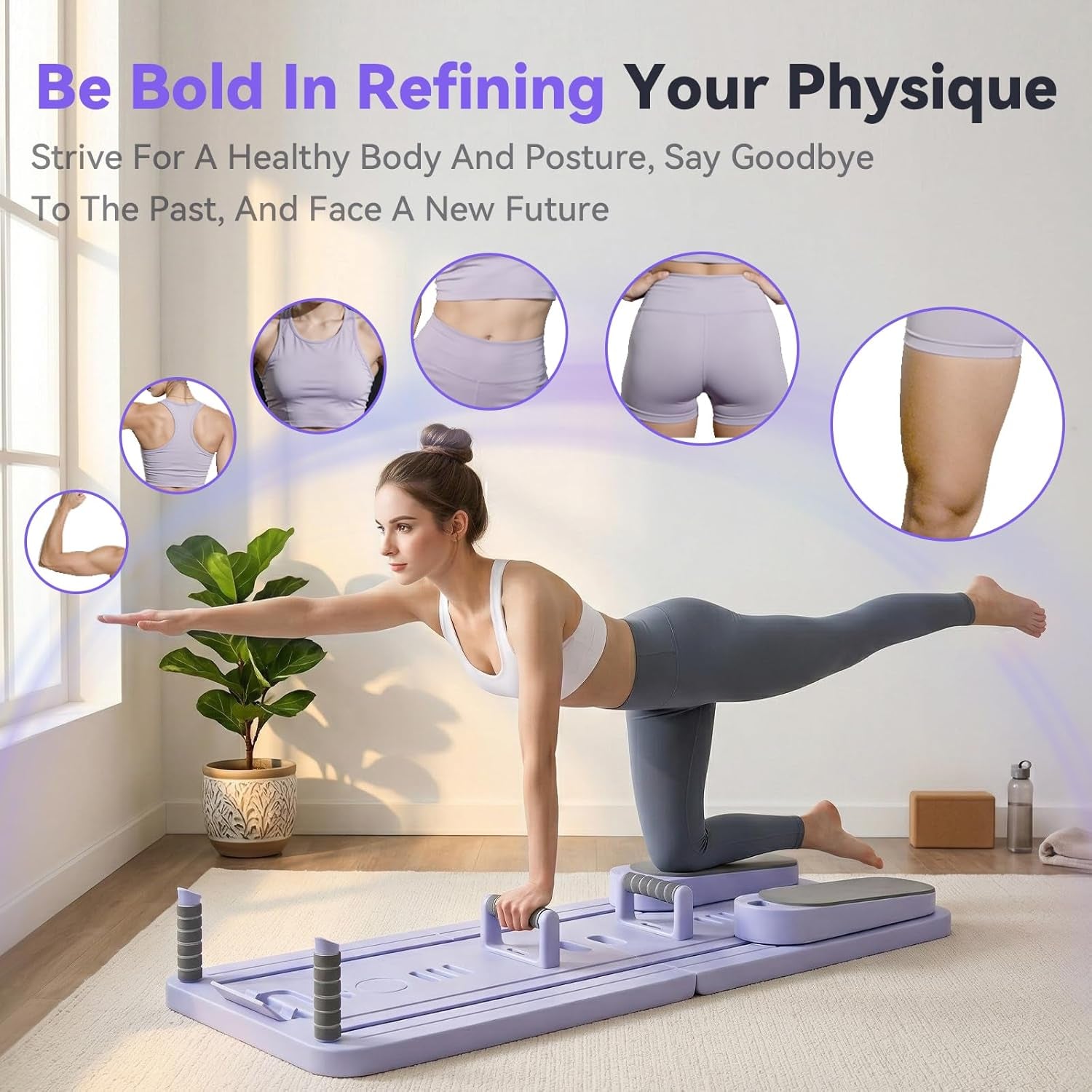 Professional Pilates Reformer Set - Multi-Foldable, Portable Trainer for Home Workouts with Timer for Core and Ab Fitness