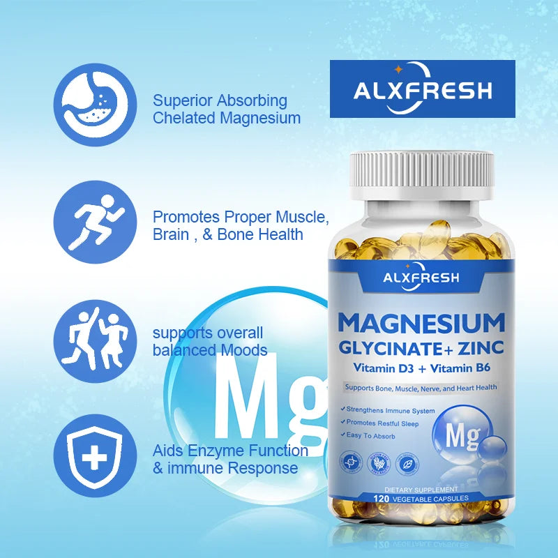 Magnesium Glycinate 500mg with Zinc, Vitamin D3 & B6