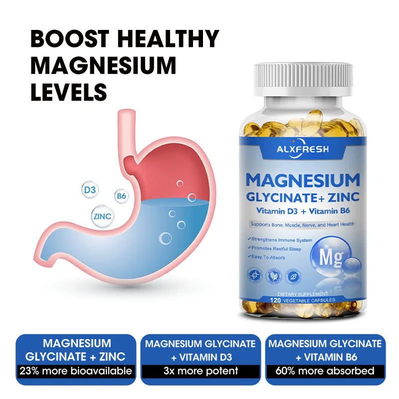 Magnesium Glycinate 500mg with Zinc, Vitamin D3 & B6