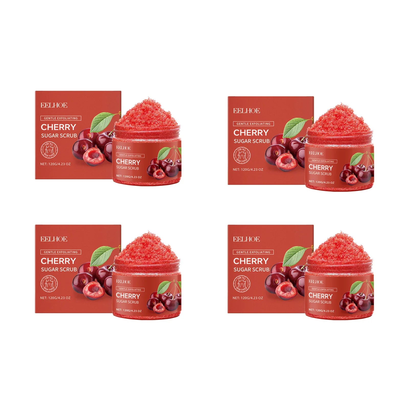 Cherry Sugar Body Scrub Gentle Exfoliating Body Wash Remove Dead Skin Moisturizing Brightening Deep Cleansing Shower Scrub