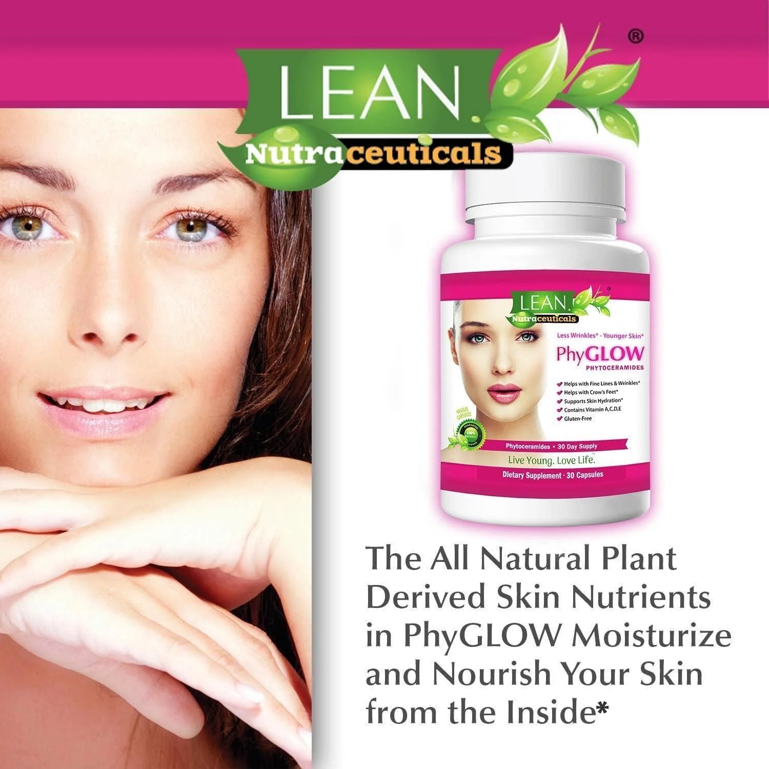 Phytoceramides 350Mg Ceramide Skin Care Hydration Moisture Restoring Beauty Supplement with Multivitamins A, C, D, E, Phyglow Super Vegan anti Aging Wrinkle Support Pills for Women and Men 30 Capsules